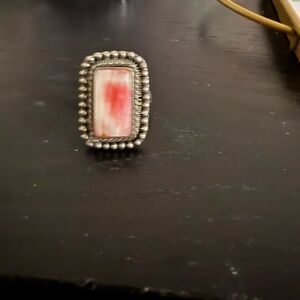 Elegant Silver and Pink Stone Ring